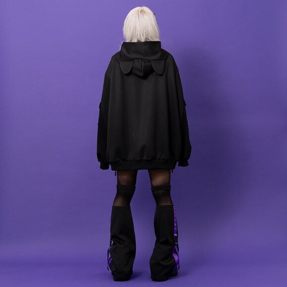 ACDC RAG - Uzurai Cyberpunk Tech Oversized Black Purple Jacket - Picture 4 of 5